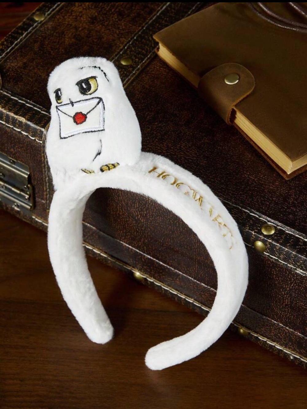 Harry Potter Hedwig Hogwarts White Plush Owl Headband with Embroidery
